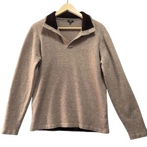 Mercedes Benz Polo Sweater Mens XL Tan Wool Blend Long Sleeve Old Money Preppy